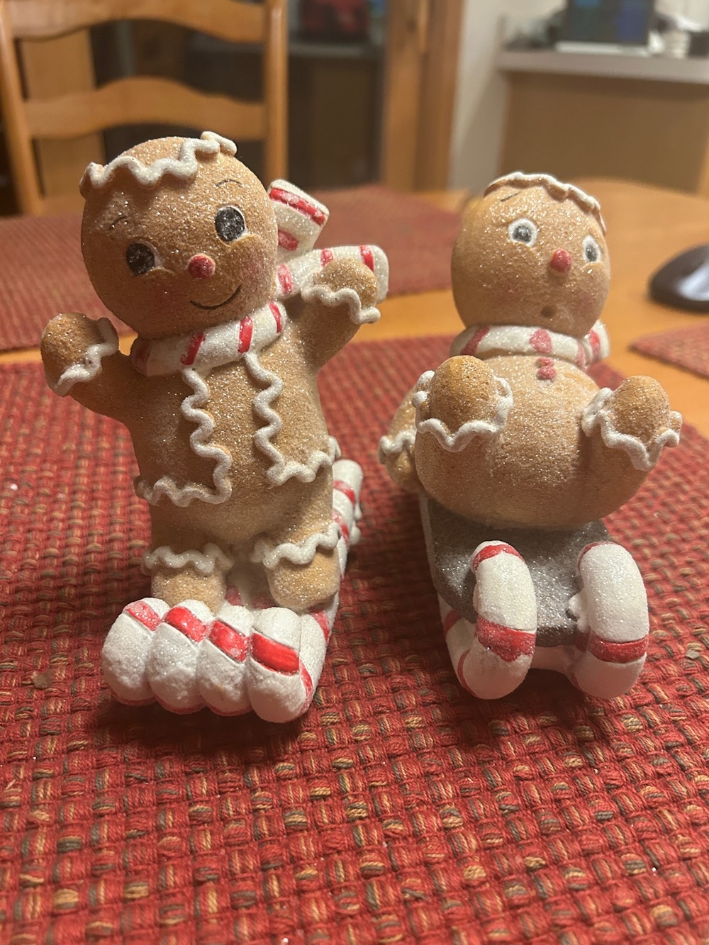 Set of 2 Skiing Gingerbread Figurines by Valerie